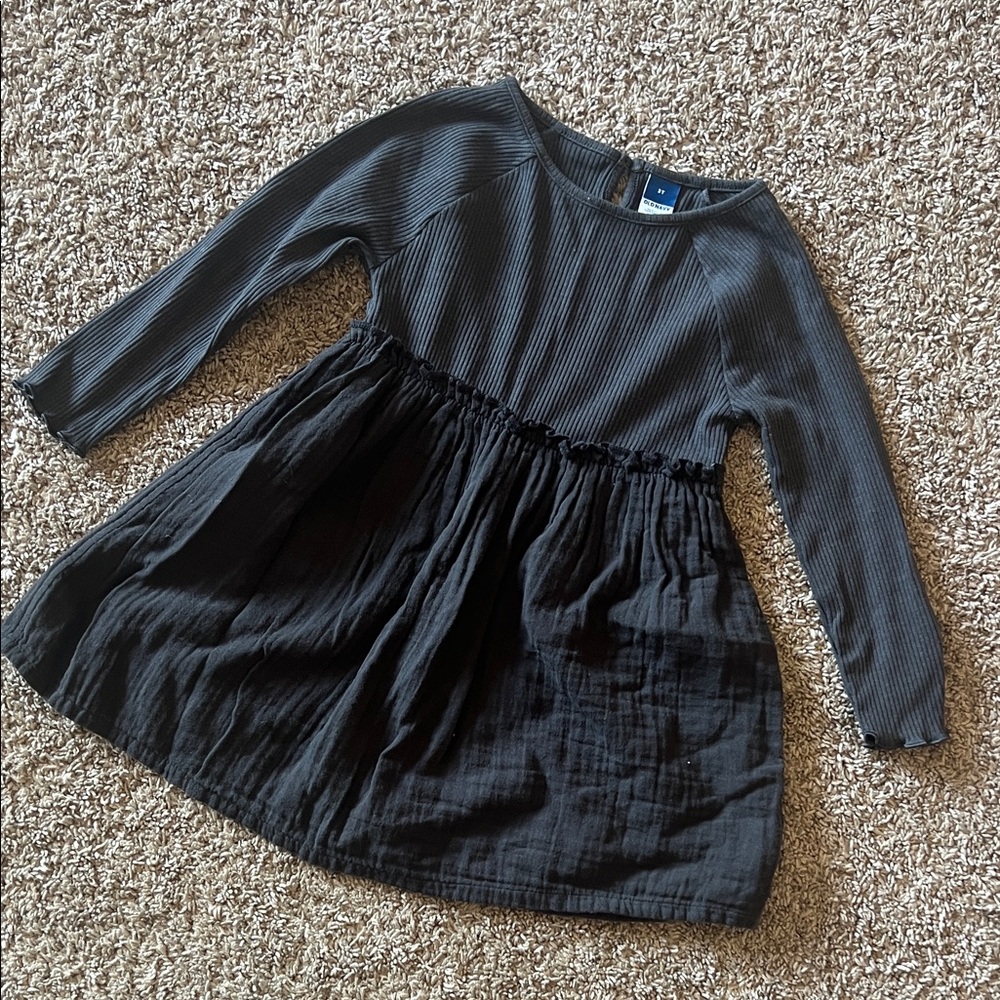 Old Navy Girls Charcoal Gray Ribbed Gauze Dress Size 3t